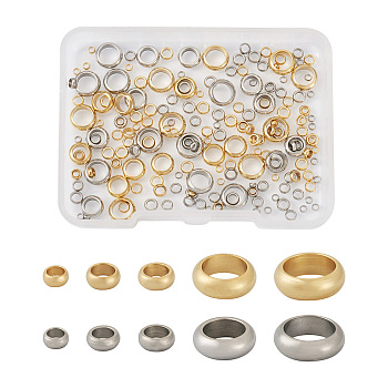 Pet 304 Stainless Steel Spacer Beads, Column, Golden & Stainless Steel Color, 2~7x1~2mm, Hole: 1.2~5mm, 200pcs/box