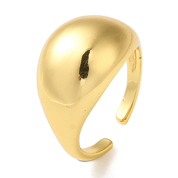 Rack Plating Brass Plain Dome Open Cuff Rings, Real 18K Gold Plated, Inner Diameter: 18.8mm