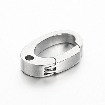 304 Stainless Steel Keychain Clasp Findings, Stainless Steel Color, 15x9.5x3mm, hole: 1.5mm