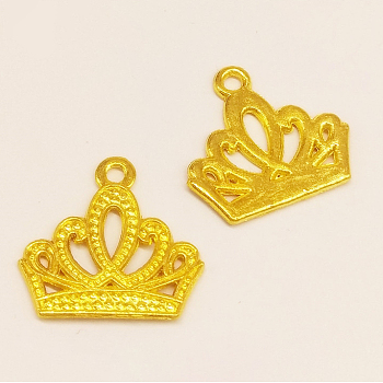 Zinc Alloy Pendants, DIY Accessories for UV Resin Jewelry Making, Crown, Golden, 17x17mm