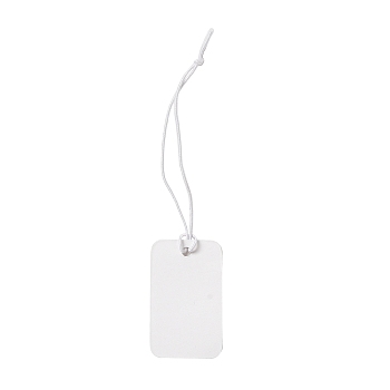 Paper Price Tags, with Elastic Cord, Rectangle, WhiteSmoke, 7.5~8cm, Rectangle: 25x15x0.3mm