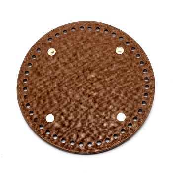 Imitation Leather Knitting Crochet Bags Bottom, with Iron Findings, for Bag Bottom Accessories, Flat Round, Saddle Brown, 15x0.9cm, Hole: 5mm