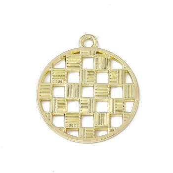 Alloy Pendants, Flat Round with Square Charm, Light Gold, 25x22x1mm, Hole: 2mm