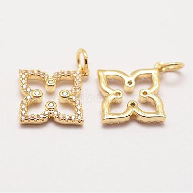 Real Gold Plated Flower Brass+Cubic Zirconia Pendants