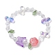 Stretcharmband aus transparentem Glas mit Schmetterling und Blume(BJEW-JB10109)-3