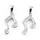 Rhodium Plated 925 Sterling Silver Micro Pave Clear Cubic Zirconia Musical Note Charms wit S925 Stamp(STER-T007-30P)-1