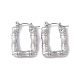 304 Stainless Steel Rectangle with Bamboo Hoop Earrings for Women(EJEW-G314-09P)-1