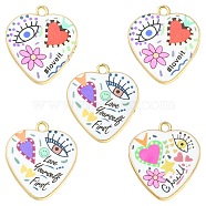 Printed Alloy Pendants, Golden, Stamp with Heart, Mixed Color, 25.5x23x2.5mm, Hole: 2mm(ENAM-YW0003-29)