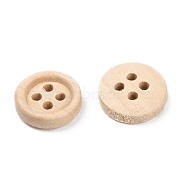 Natural Round 4 Hole Buttons, Wooden Buttons, Antique White, about 13mm in diameter, hole: 1mm, 1000pcs/bag(NNA0VFH)
