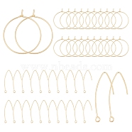 40Pcs 2 Styles Brass Earring Hooks and Hoop Earrings, with Horizontal Loop, Real 18K Gold Plated, 35mm, Hole: 1.8mm, 20 Gauge, Pin: 0.8mm, 20pcs(KK-SC0002-43)