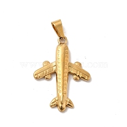 Vacuum Plating 201 Stainless Steel Pendants, Plane Charms, Golden, 32x23x3mm, Hole: 7x3.5mm(STAS-K250-29)