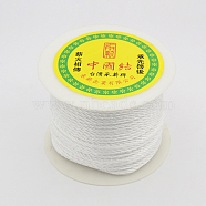 Round String Thread Polyester Fibre Cords, White, 2mm, about 54.68 yards(50m)/roll(OCOR-J001-05)