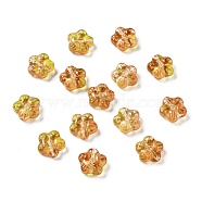 Transparent Glass Beads, Plum Blossom Flower, Dark Orange, 12.5x13x5.5mm, Hole: 1.2mm(X-GLAA-F116-02D)