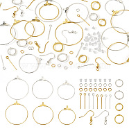 DIY Earring Making Finding Kit, Including Iron Ring Wire Pendants & Eye Pin, Alloy Bead Frames, Brass Earring Hooks & Jump Rings, Plastic Ear Nuts, Golden & Silver, 690Pcs/box(DIY-TA0005-03)