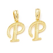 Rack Plating Eco-Friendly Brass Letter Pendants, Real 18K Gold Long-Lasting Plated, Cadmium Free & Lead Free, Letter.P, 17x13x1.4mm, Hole: 6.5x3.3mm(KK-K265-02G-P)