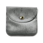 Velvet Jewelry Storage Pouches, Square Jewelry Bags with Golden Tone Snap Fastener, for Earring, Rings Storage, Gray, 9.8x9.8x0.75cm(ABAG-C003-02B-02)