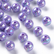 Opaque Acrylic Beads, AB Color Plated, Round, Medium Purple, 12x11mm, Hole: 2.5mm, about 566pcs/500g(MACR-S370-D12mm-SS2114)