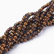 Natural Tiger Eye Beads Strands, Grade AB+, Round, 4mm, Hole: 0.8mm, about 89~93pcs/strand, 15.5 inch(GSR4mmC014-AB+)