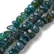 Natural Agate Beads Strands, Dyed, Nuggets, Teal, 7.5~10x11.5~13x10.5~13mm, Hole: 1.2mm, about 44pcs/strand, 14.17~14.41 inch(36~36.6cm)(G-C039-F03)