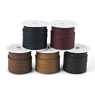 25M 5 Colors Flat Imitation Leather Cord, with 5Pcs Plastic Spools, Mixed Color, Cord: 2.5x1mm, 5m/color, Spools: 35x42mm(OCOR-TA0001-46)