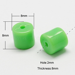 Solid Colour Acrylic Beads, Column, Lime Green, 8x8x8mm, Hole: 2mm, about 1075pcs/500g(SACR-S164-01)