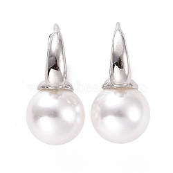 Plastic Pearl Hoop Earrings, Brass Jewelry for Women, Cadmium Free & Lead Free, Platinum, 24x15.5x12mm, Pin: 0.9mm(EJEW-A072-15P)