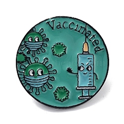 Medical Topics Word VACCINATED Virus Zinc Alloy Brooches, Enamel Pins, Cadet Blue, 30x1.5mm(JEWB-Z021-01D)