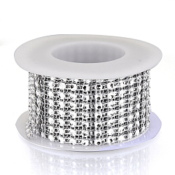8 Rows Plastic Diamond Mesh Wrap Roll, Rhinestone Ribbon, with Spool, for Wedding, Birthday, Baby Shower, Arts & Crafts, Clear, 40x1mm, about 6.56 Feet(2m)/roll(OCOR-N005-001D)