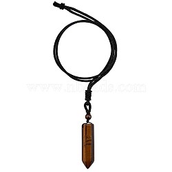 Natural Tiger Quartz Bullet Pendant Necklace, Gemstone Jewelry for Women Men, Brown, 26.77 inch(68cm)(JN1043A)