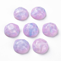 Transparent Resin Cabochons, Water Ripple Cabochons, with Glitter Powder, Half Round, Pink, 16x7mm(CRES-N031-009C)