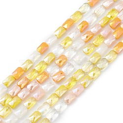 Gradient Color Electroplate Glass Bead Strands, AB Color Plated, Faceted, Rectangle, Yellow, 6.6x4.4x3mm, Hole: 1mm, about 77~83pcs/strand, 20.59~21.46 inch(52.3~54.5cm)(X1-GLAA-E042-01C)