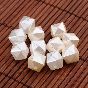Faceted Cube Imitation Pearl Acrylic Beads, Mixed Color, 10x10x9mm, Hole: 1.6mm, about 930pcs/500g