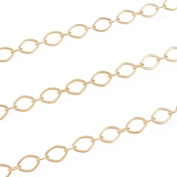 Brass Link Chains, with Spool, Long-Lasting Plated, Soldered, Real 18K Gold Plated, 8x6x0.8mm and 5x4x0.8mm, about 16.4 Feet(5m)/roll