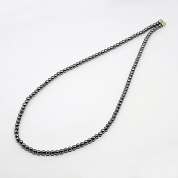 Non-Magnetic Synthetic Hematite Beaded Necklaces, with Magnetic Clasps, Black, 18 inch