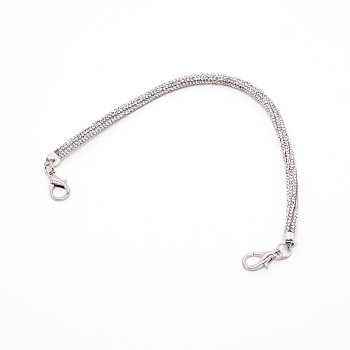 Alloy Rhinestone Bag Strap, with Lobster Clasp, for Bag Straps Replacement Accessories, Platinum, 34x0.8cm