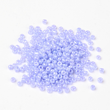 Glass Seed Beads, Ceylon, Round, Lilac, 3mm, Hole: 1mm, about 2222pcs/100g