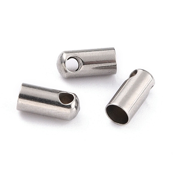 304 Stainless Steel Cord Ends, End Caps, Stainless Steel Color, 10x4.5mm, Hole: 2mm, Inner Diameter: 3.5mm