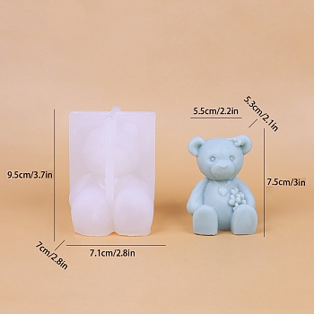 Bear Scented Candle Food Grade Silicone Molds, Candle Making Molds, Aromatherapy Candle Mold, White, 7.1x7x9.5cm, Inner Diameter: 5.5x5.3x7.5cm