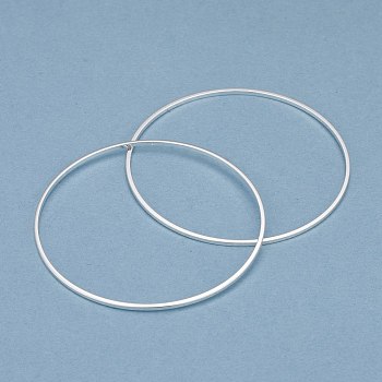 Brass Linking Rings, Long-Lasting Plated, Round Ring, 925 Sterling Silver Plated, 45x1mm, Inner Diameter: 43mm
