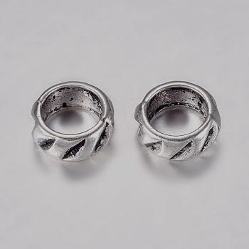 Tibetan Style Alloy Bead, Large Hole Beads, Column, Antique Silver, 8x3.5mm, Hole: 6mm