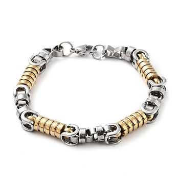 Vacuum Plating 304 Stainless Steel Link Chain Bracelet, Golden & Stainless Steel Color, 8-3/4 inch(22.3cm)