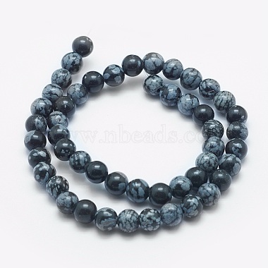 Chapelets de perles de flocon de neige en obsidienne naturelle(G-K287-03-8mm)-2