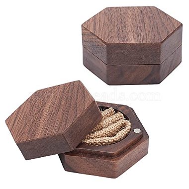 Coconut Brown Hexagon Wood Ring Boxes