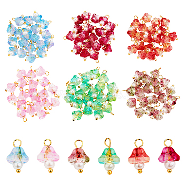 Mixed Color Flower Brass+Glass Charms