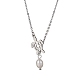 Natural Pearl & Hollow Turtle Lariat Necklaces(NJEW-JN04528-02)-1