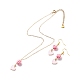 Alloy Enamel Heart with Resin Beaded Pendant Necklace Dangle Earrings(SJEW-JS01249)-1
