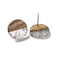 Resin & Walnut Wood Flat Round Stud Earrings with 304 Stainless Steel Pin for Women(EJEW-N017-010)-3