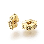 Brass Micro Pave Clear Cubic Zirconia Spacer Beads, Rack Plating, Long-Lasting Plated, Lead Free & Cadmium Free, Flat Round, Wavy edge, Golden, 7x2.8mm, Hole: 2mm(KK-Z156-13G-02)