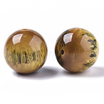 Resin Beads, Imitation Gemstone, Round, Gold, 20mm, Hole: 2mm(X-RESI-S387-015B-05)