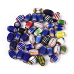 Handmade Millefiori Glass Barrel Beads, Chevron Beads, Mixed Color, 13~15x7~9mm, Hole: 0.8~3mm(LA-N002-04)